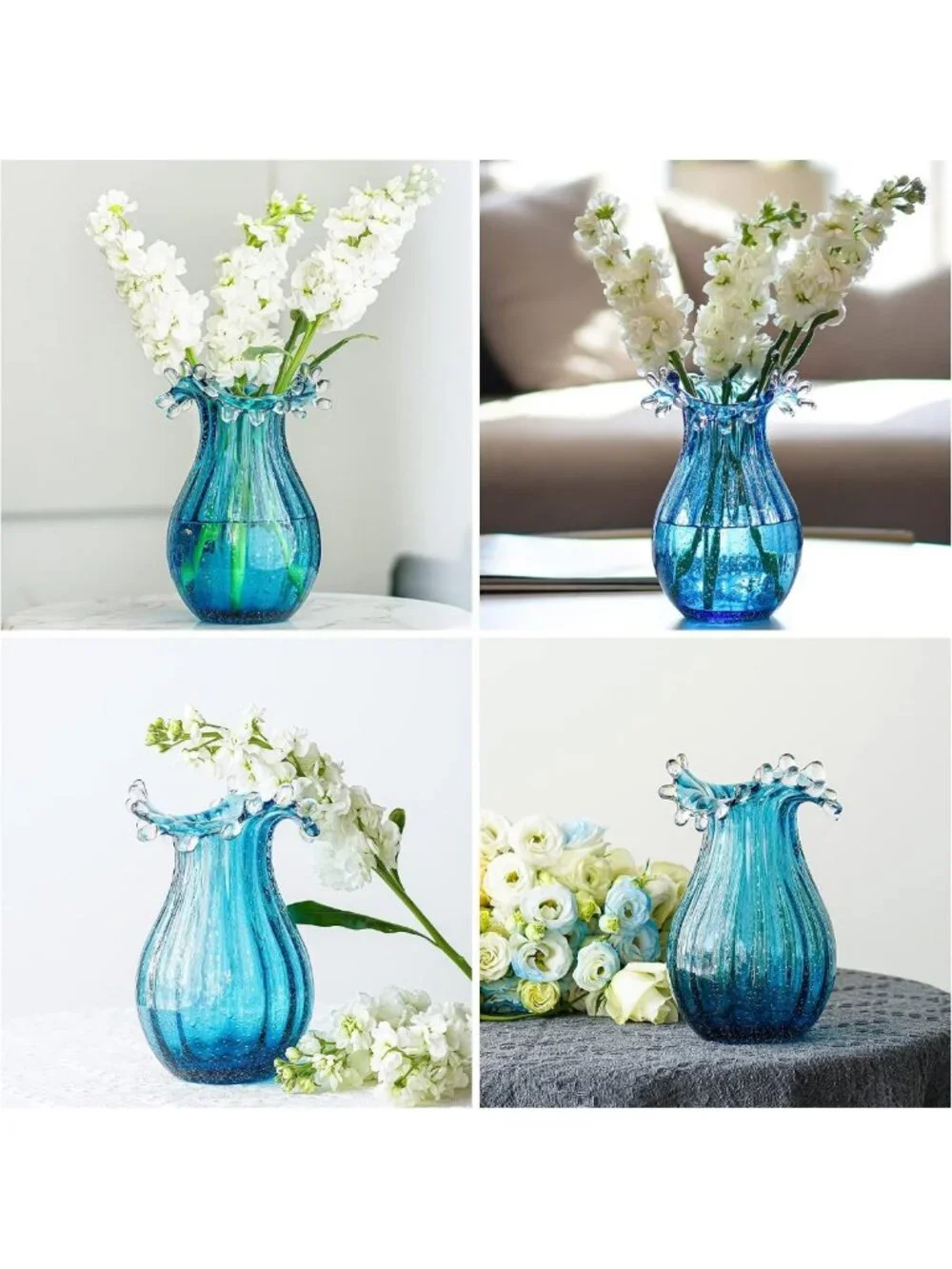 Modern 8-Inch Blown Glass Bubble Vase - Stylish Art Decor for Flowers